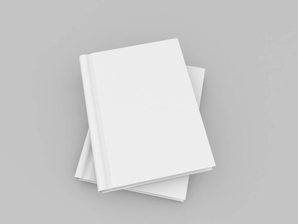 Blank book cover mock up on gray background. 3d render illustration - Photo, Image