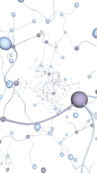 Rede neural. Rede social. Dna futurista, ácido desoxirribonucleico. Molécula abstrata, ilustração celular, micélio. Fundo claro. Ilustração 3D
 - Foto, Imagem