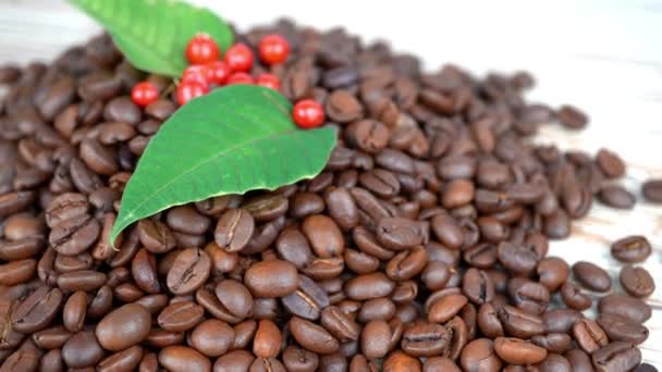 closeup Roasted Coffee beans rotating slow motion 4k - Footage, Video