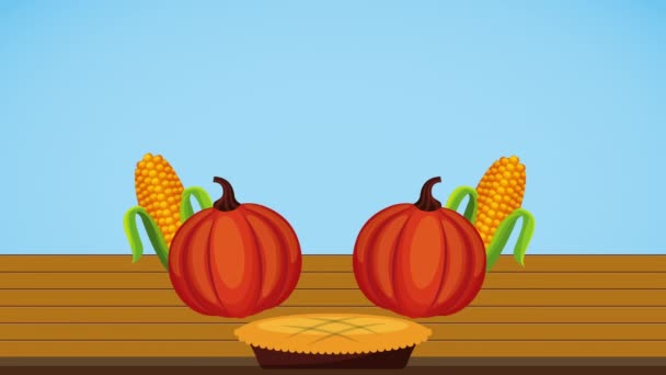 happy thanksgiving celebration with pumpkin pie - 映像、動画