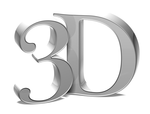 stříbrná 3D tří-dimenzionální na bílém pozadí - Fotografie, Obrázek