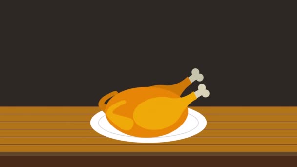 gelukkig Thanksgiving feest met kalkoen koken - Video