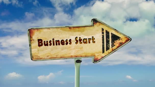 Street Sign the Way to Business Start - Video