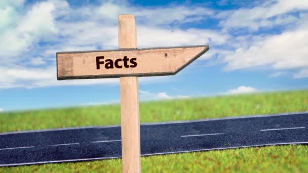 Street Sign the Way to Facts versus Mythen - Video