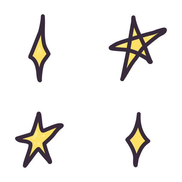 Doodle stars set for celebration decoration design. - Vettoriali, immagini