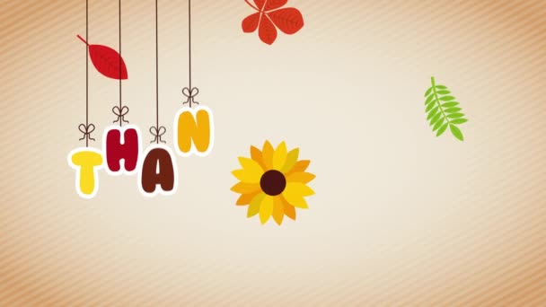 Χαρούμενη γιορτή Ευχαριστιών με γράμματα να κρέμονται - Πλάνα, βίντεο