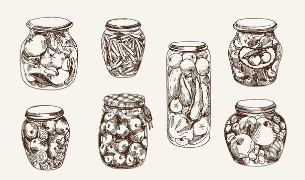 Compote and pickles - Vektor, kép
