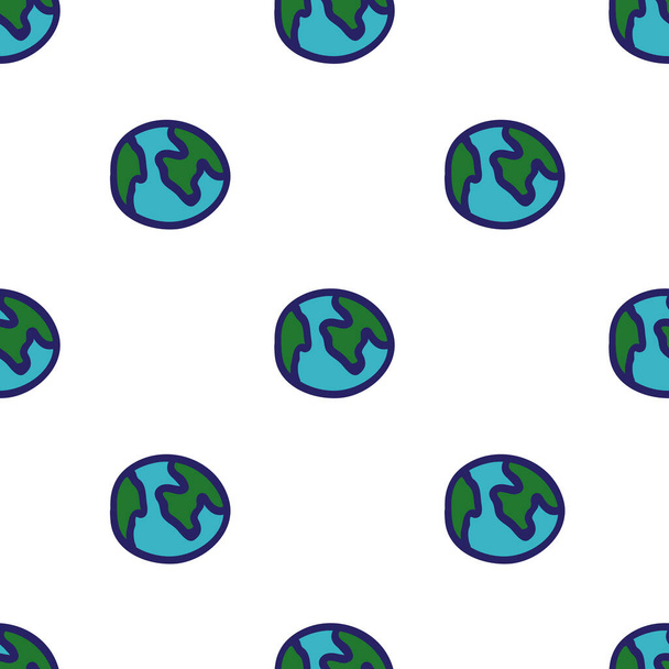 Earth planet seamless doodle pattern, vector illustration - Διάνυσμα, εικόνα