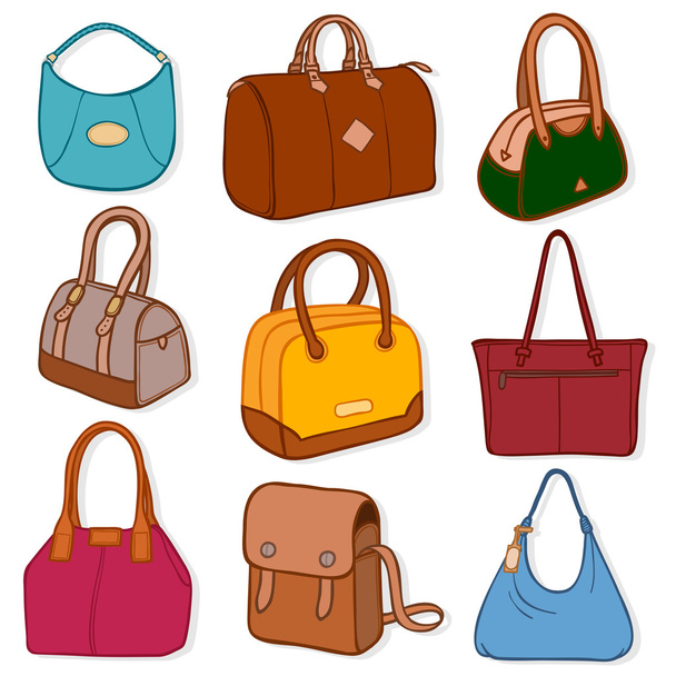 Новейшие модные сумочки и сумки, на белом
 - Вектор,изображение