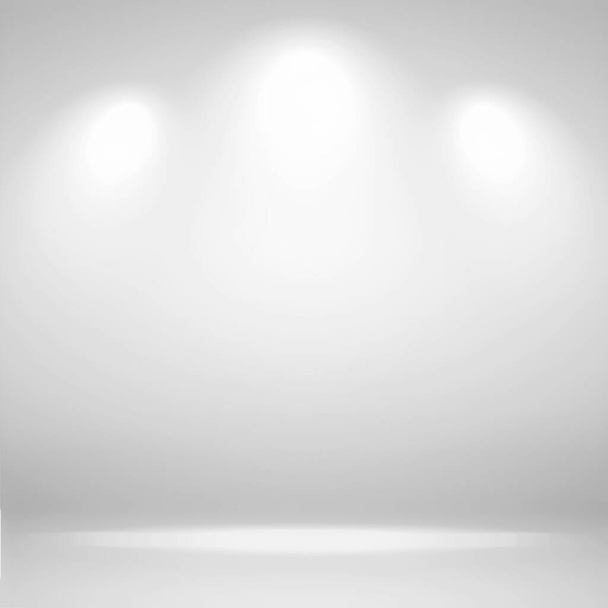 Światła reflektorów. Streszczenie biały tło pusty pokój studio tło i wyświetlić swój produkt z punktowymi światłami - Zdjęcie, obraz
