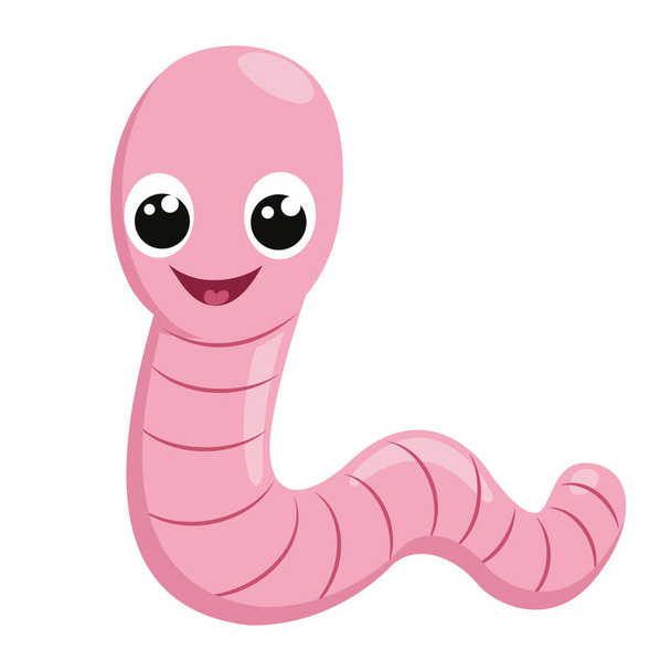 Illustration of a smiling worm flat icon - Вектор,изображение