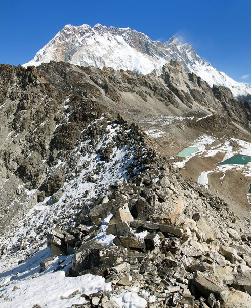 View of mounts Lhotse and Nuptse south rock face - Valokuva, kuva