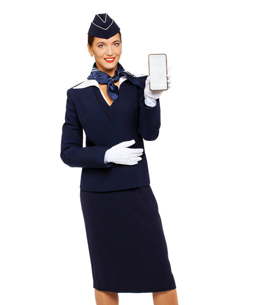 Young beautiful Russian stewardess in uniform  - Фото, зображення