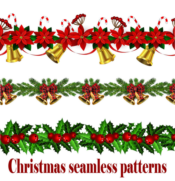 Kerstmis horizontale naadloze set achtergrond - Vector, afbeelding