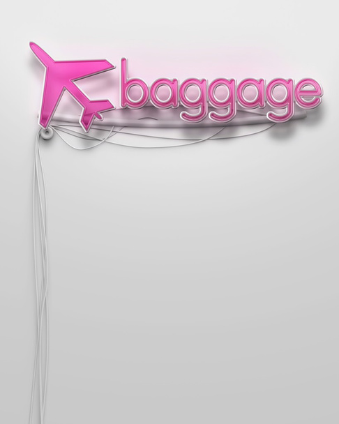 Glowing neon signboard with Baggage word, copyspace - Foto, Imagen