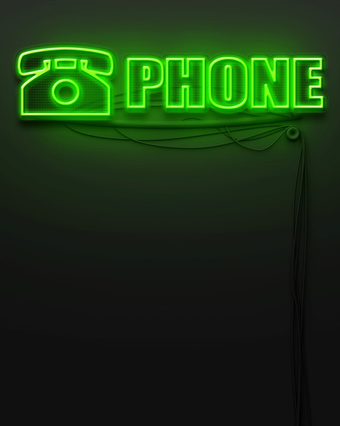 Neon glowing sign with word Phone, copyspace - Foto, imagen