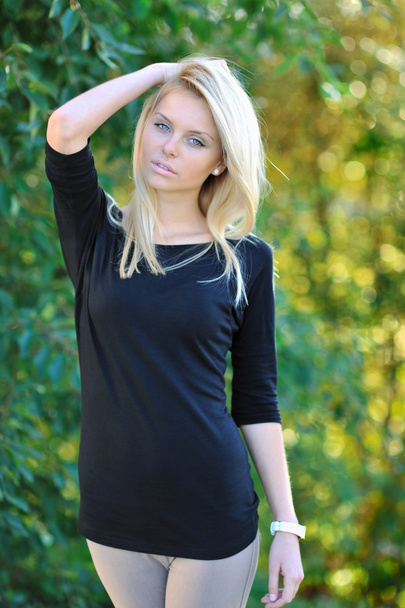 Beautiful blonde girl portrait outdoor - Photo, Image