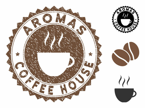 Grunge texturizado aroma café casa sello sello con taza de café
 - Vector, imagen