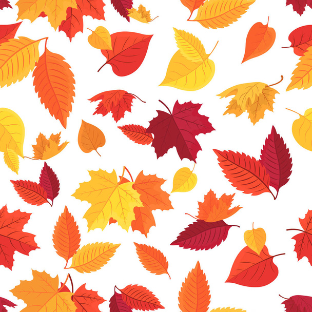 Seamless pattern with colorful autumn leaves. Vector. - Vektor, obrázek
