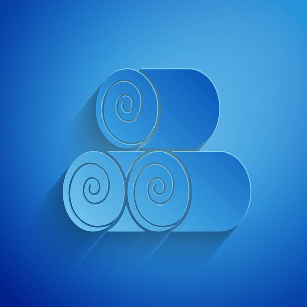 Carta tagliata Rotolo di icona di fieno isolato su sfondo blu. Stile cartaceo. Illustrazione vettoriale
 - Vettoriali, immagini