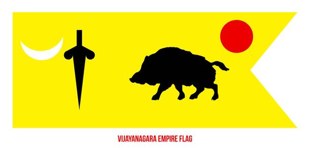 Imperio Vijayanagara (1336-1646) Bandera ondeando Vector Ilustración sobre fondo blanco
 - Vector, Imagen