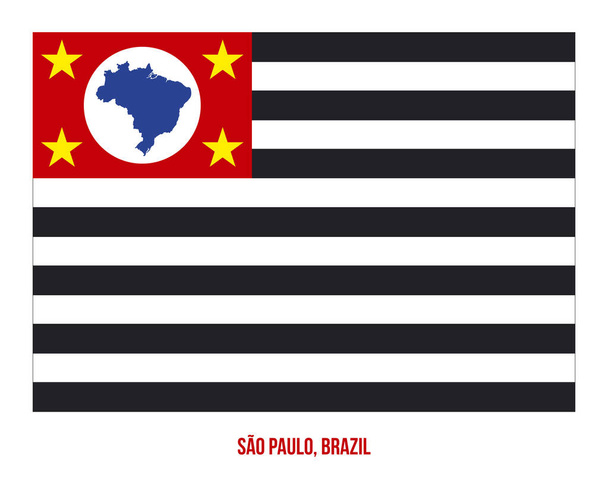 Векторная иллюстрация флага Сан-Паулу на белом фоне. Флаг Бразилии
. - Вектор,изображение
