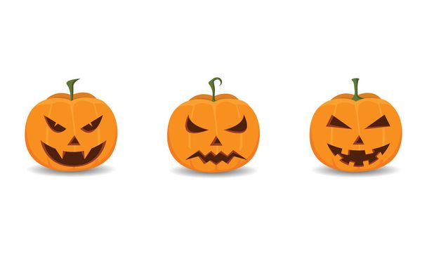 Halloween zucche spaventose isolate su immagine vettoriale bianca
 - Vettoriali, immagini