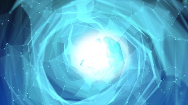 Πύλη της πύλης διαστημική σήραγγα για το μέλλον με τρεμοπαίζει φως πλέγμα wireframe τοίχο τελεία γραμμή και κύκλο swirl επιφάνεια κύματος με πόρτα για την ψηφιακή επιστήμη διαστημικό γαλαξία έννοια αφηρημένη τεχνολογία - Φωτογραφία, εικόνα