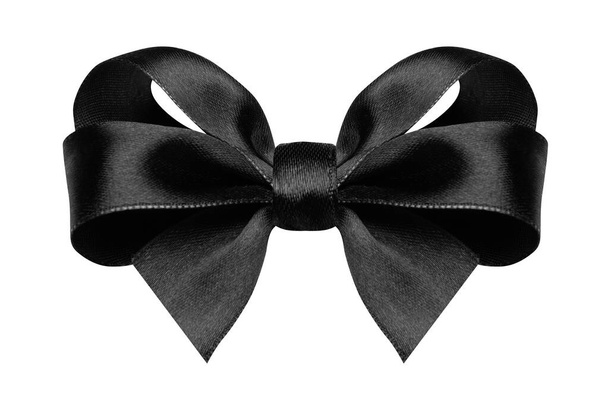 black ribbon bow isolated on white backgroun - Photo, Image