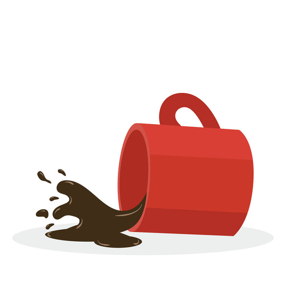 Hot Spilled coffee red mug vector - Vector, afbeelding