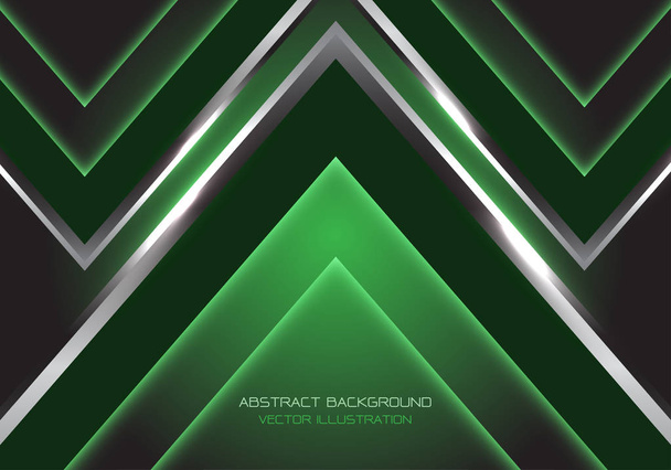 Abstract silver black arrow speed direction on green dark blank space design modern luxury futuristic technology background vector illustration. - Vector, Image