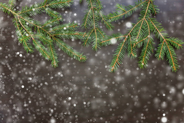 Weihnachten Neujahr Komposition auf dunkelschwarzem Holzhintergrund - Foto, Bild