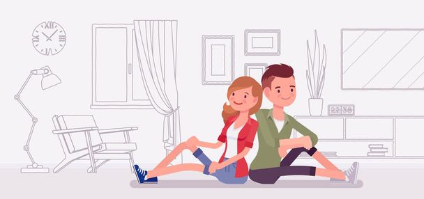 Young family dreaming of own house - Vector, Image