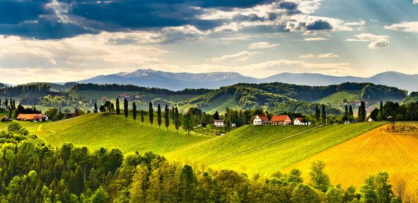 Panorama, Austria, Styria, wine producing country,old wine-growing country,Southern Styria - Photo, Image