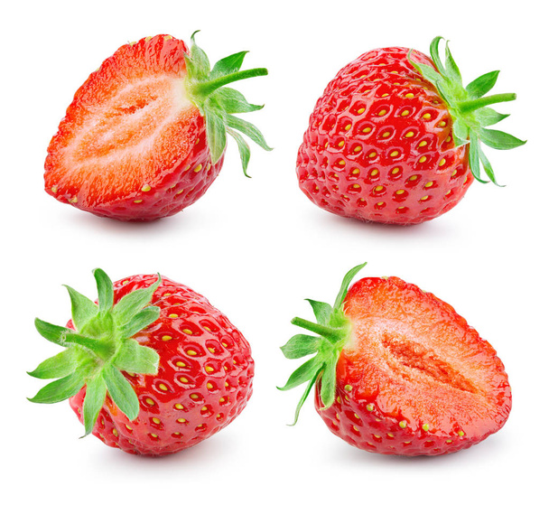 Strawberry. Fresh ripe berry isolated on white background. Colle - Photo, image