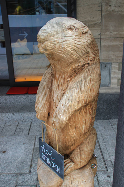 Escultura de gopher de madera en la entrada de la tienda
. - Foto, Imagen