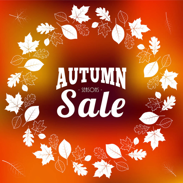 白い葉と秋の販売ベクトルの背景 - ベクター画像