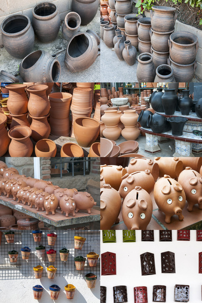 collage van verschillende stukken aardewerk - Foto, afbeelding