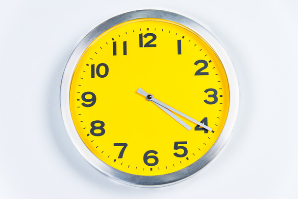Yellow and Silver Wall Clock - Photo, Image