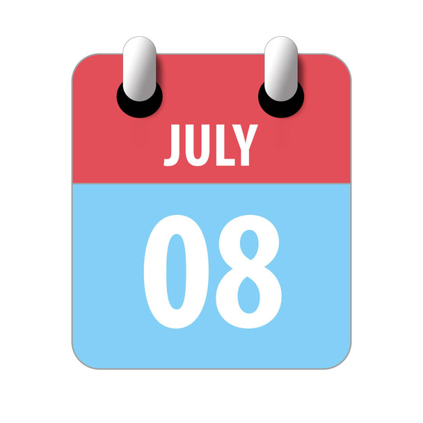 8 июля. День 8 месяца, Простой значок календаря на белом фоне. Планирование. Управление временем. Набор иконок календаря для веб-дизайна. летний месяц, день года концепции
 - Фото, изображение