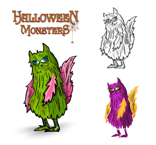 Halloween monsters spooky creature illustration EPS10 file - Vetor, Imagem