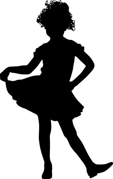 Happy silhouette small girl - Vector, Image