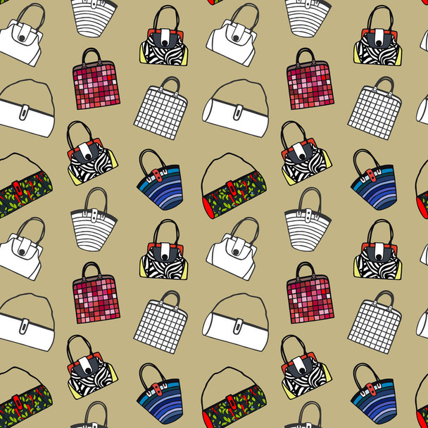 abstrakte nahtlose bunte Muster mit weiblichen Handtaschen, Vektor, Illustration  - Vektor, Bild