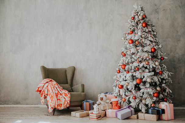 Yılbaşı ağacı Yılbaşı hediyeleri dekor dekorasyon kış tatil - Fotoğraf, Görsel