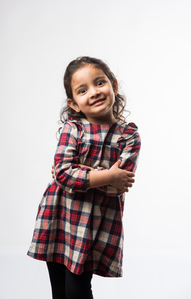 Indian small girl standing in style isolated over white background - Φωτογραφία, εικόνα