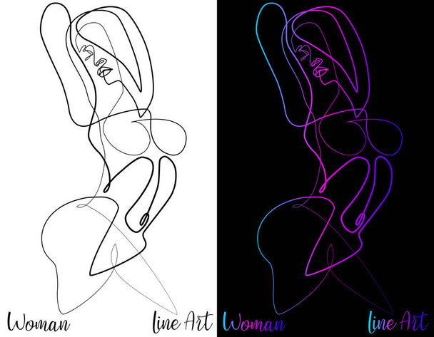 woman line art banners, simply vector illustration  - Vector, Image