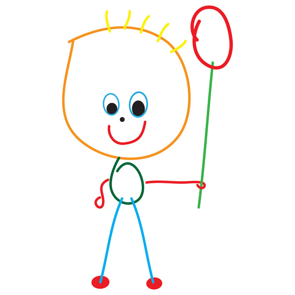 Little girl with an air baloon - Vector, Image