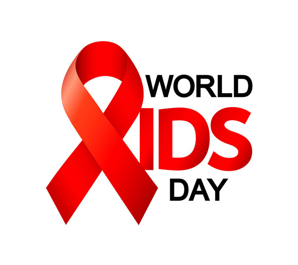 Aids Awareness Red Ribbon. World Aids Day concept. Icon design for poster, banner, t-shirt. Vector illustration isolated on white background. - Vector, Image