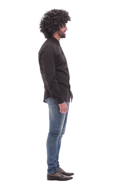 side view. smiling guy in jeans. isolated on white - Fotografie, Obrázek
