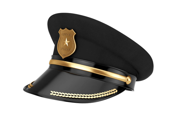 Cappello ufficiale di polizia con distintivo d'oro. 3d Rendering
 - Foto, immagini